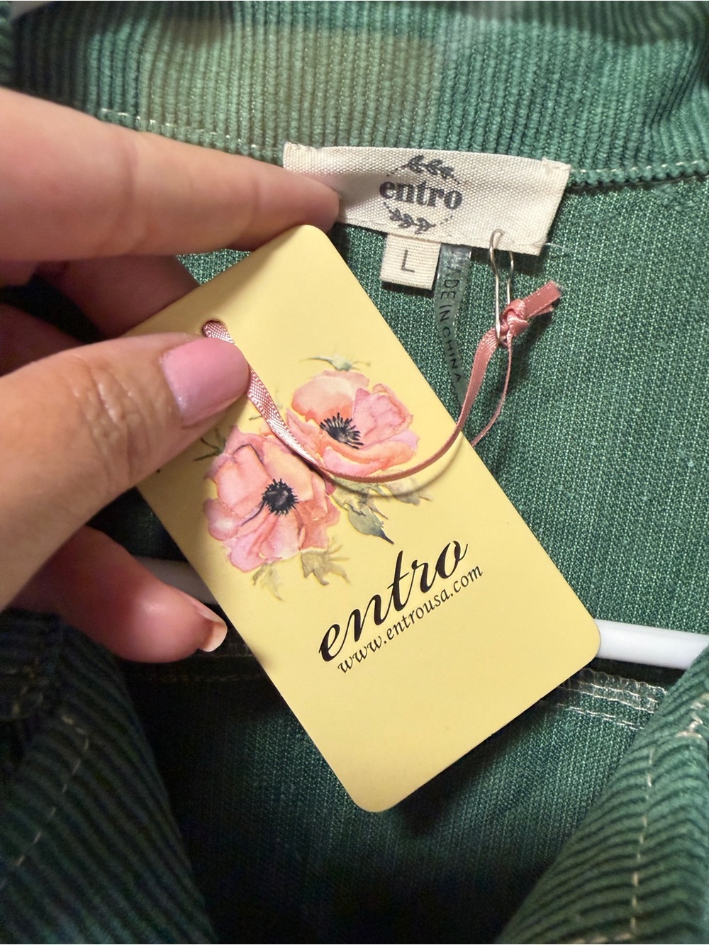 entro Green Corduroy Jumpsuit with Matching Belt - Picture 4 of 7